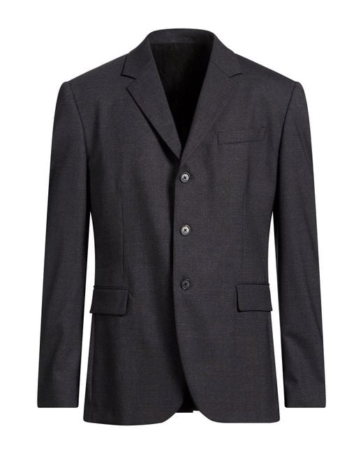 Versace Black Charcoal Blazer Virgin Wool, Elastane for men