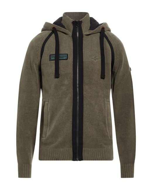 Aeronautica Militare Green Khaki Cardigan Cotton for men