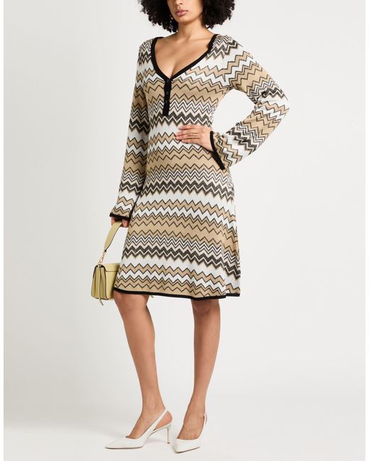 Hale Bob Natural Midi Dress Rayon, Lurex