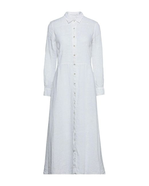 120% Lino White Midi Dress