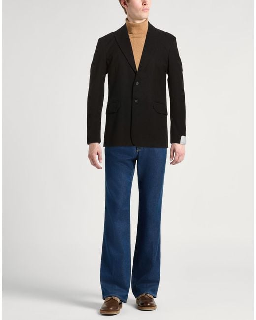 Paolo Pecora Black Blazer Polyester, Viscose, Elastane for men