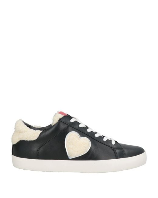 Love Moschino Black Sneakers Leather, Textile Fibers, Synthetic Material