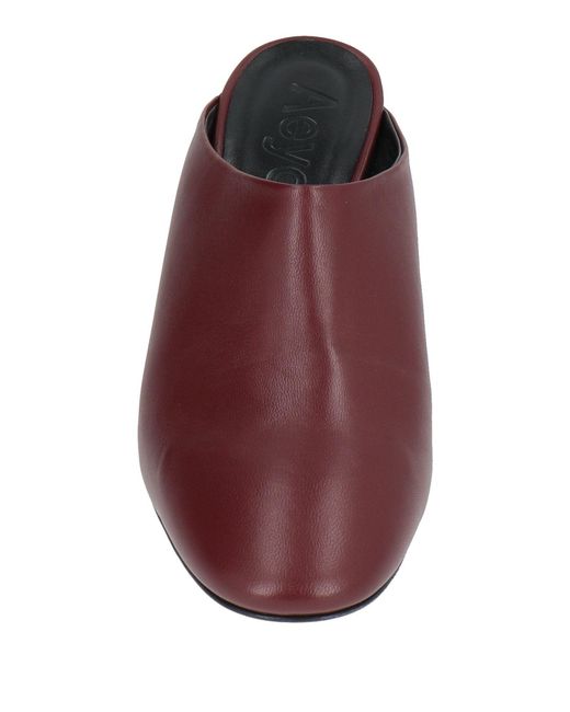 Aeyde Purple Burgundy Mules & Clogs Leather