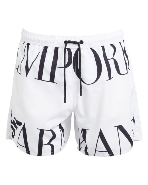 Emporio Armani White Swim Trunks for men