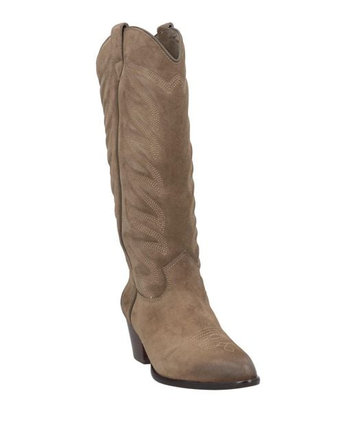 Ash Brown Khaki Boot Leather