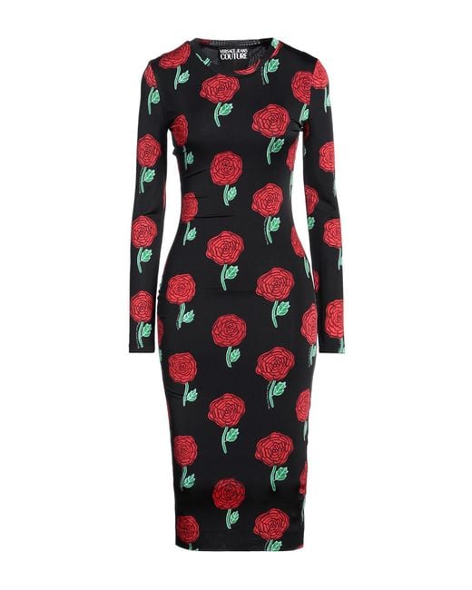 Versace Jeans Couture Red Midi Dress Viscose, Elastane
