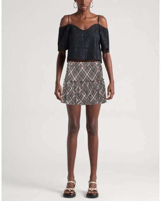 8pm Gray Mini Skirt Viscose, Polyester