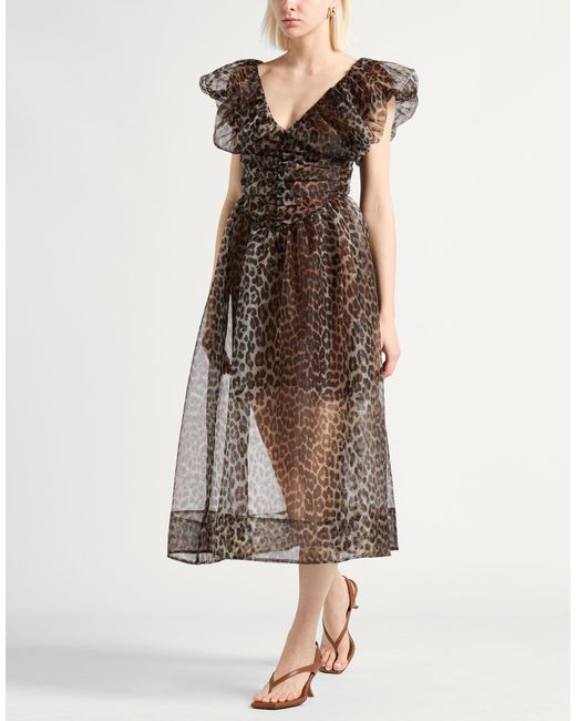 Ganni Brown Midi Dress