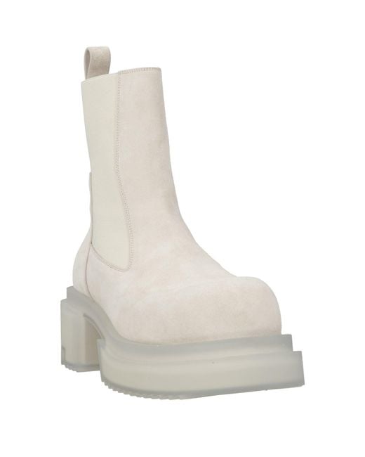Rick Owens White Ankle Boots Leather, Elastic Fibres
