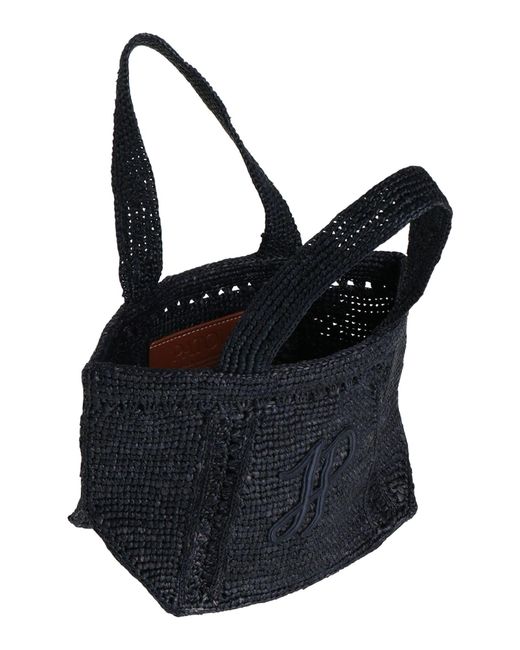 Patou Black Handbag Natural Raffia