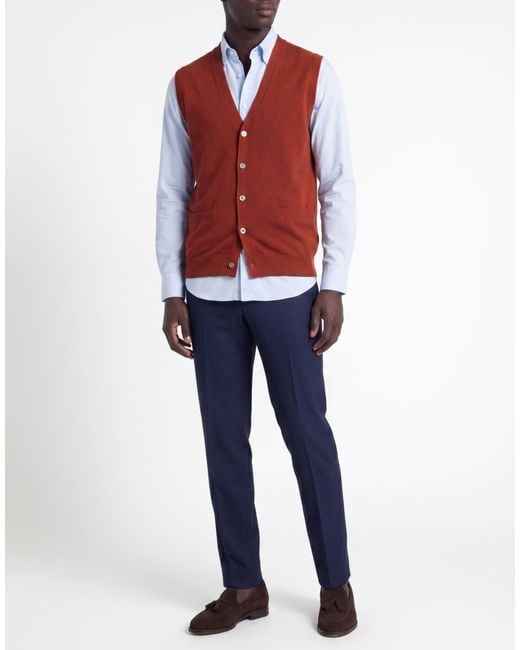 Drumohr Red Rust Cardigan Cashmere for men