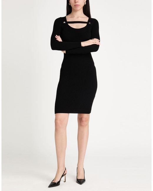 SIMONA CORSELLINI Black Midi Dress Viscose, Polyester