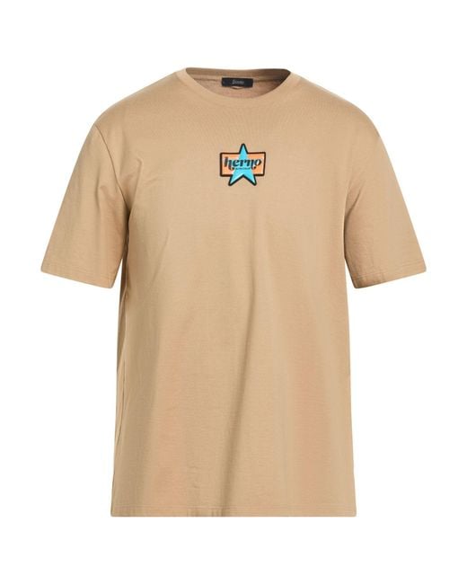 Herno Natural Camel T-Shirt Cotton for men
