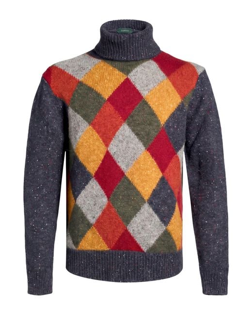 Zanone Blue Turtleneck for men