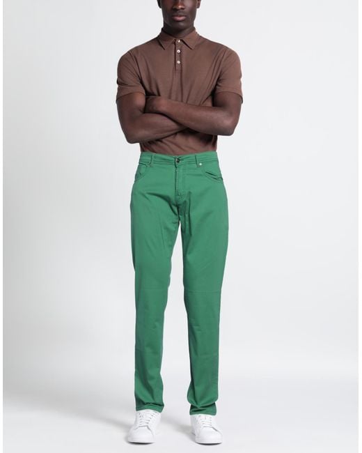 Marco Pescarolo Green Pants Cotton, Silk, Elastane for men