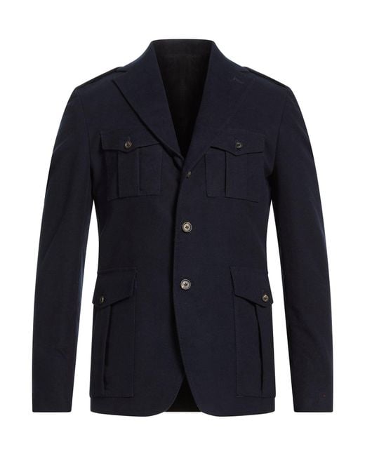 Eleventy Blue Midnight Blazer Cotton, Cashmere for men
