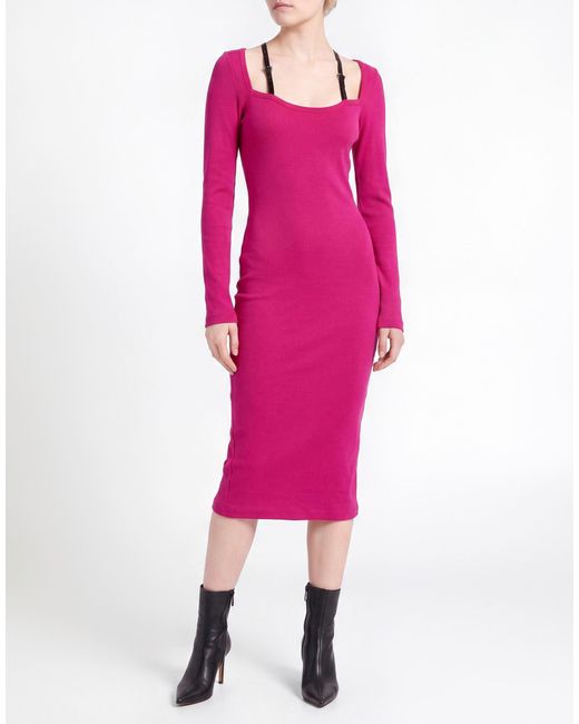Versace Jeans Couture Pink Midi Dress Cotton, Elastane