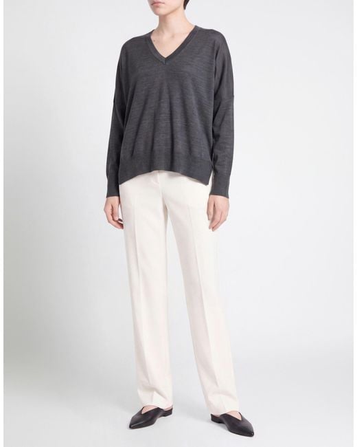 Gran Sasso Gray Charcoal Sweater Virgin Wool