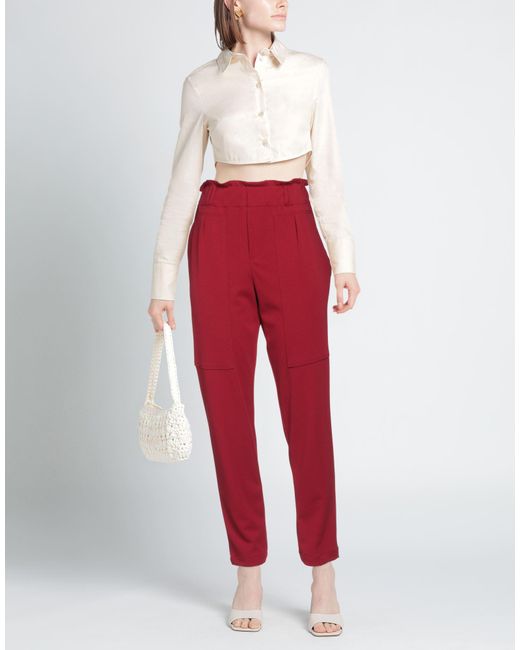 RUE DU BAC Red Pants Polyester, Viscose, Elastane