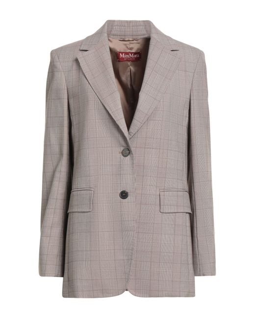 Max Mara Gray Blazer Virgin Wool, Polyester, Elastane