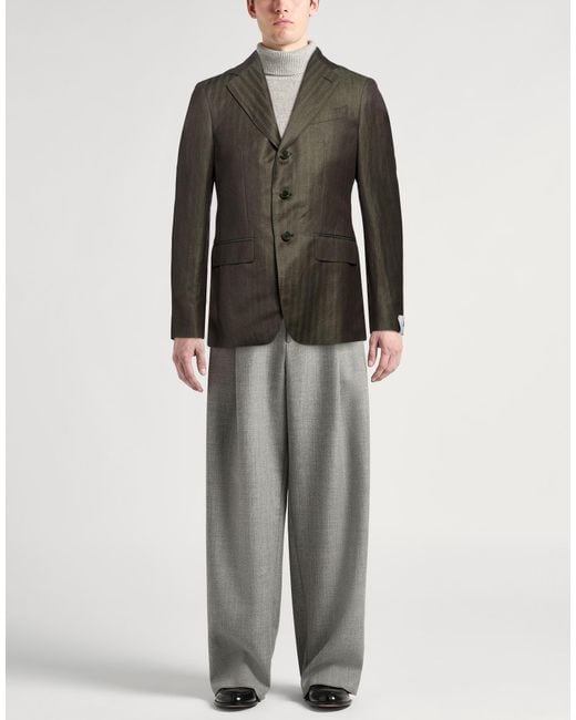Caruso Green Blazer Linen, Wool for men