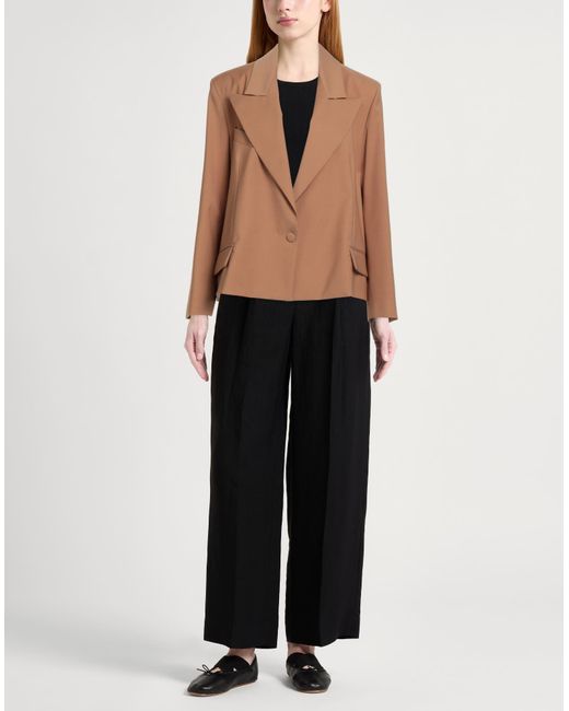 Nineminutes Brown Blazer Polyester, Wool, Elastane, Viscose