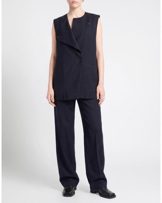 MEIMEIJ Blue Tailored Vest Polyester, Wool, Elastane