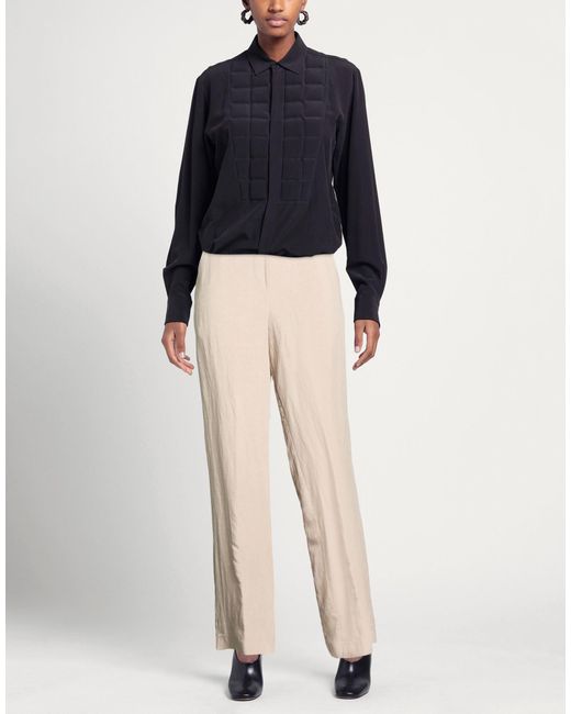 BLUE BROTHERS Natural Taupe Pants Viscose, Linen