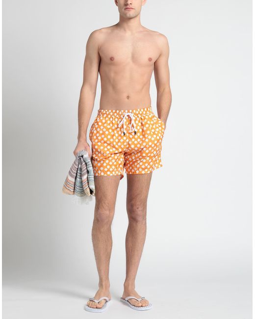 Barba Napoli Orange Swim Trunks for men
