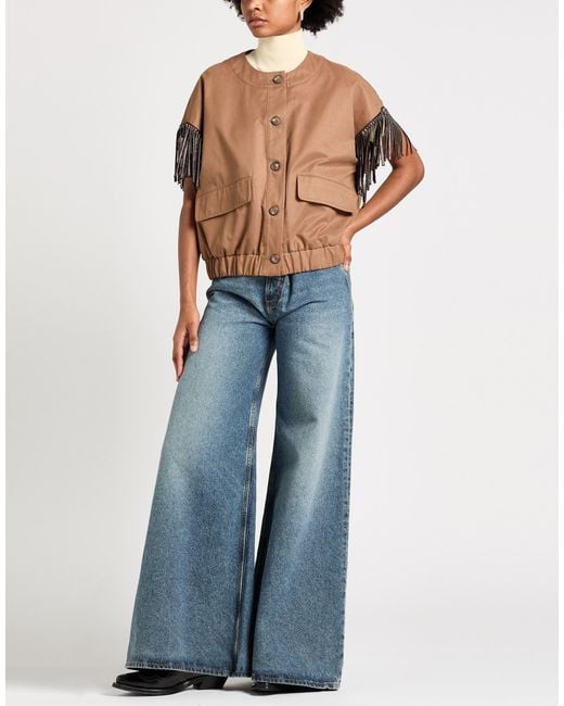 Please Brown Camel Jacket Cotton, Polyester, Polyamide