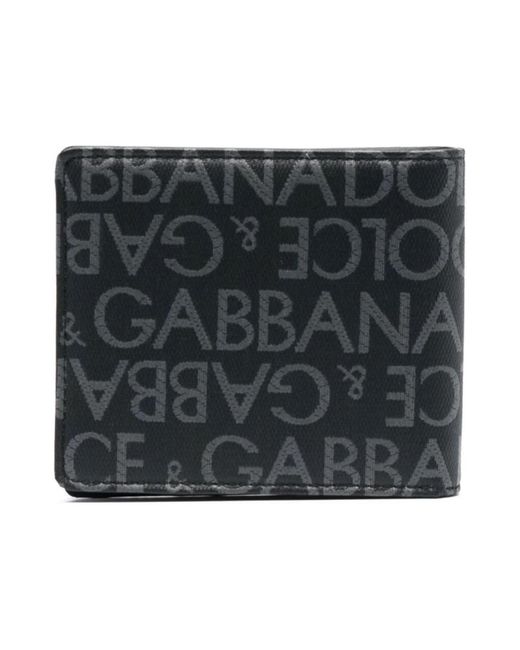 Cartera plegable con logo en jacquard Dolce & Gabbana de hombre de color Gray