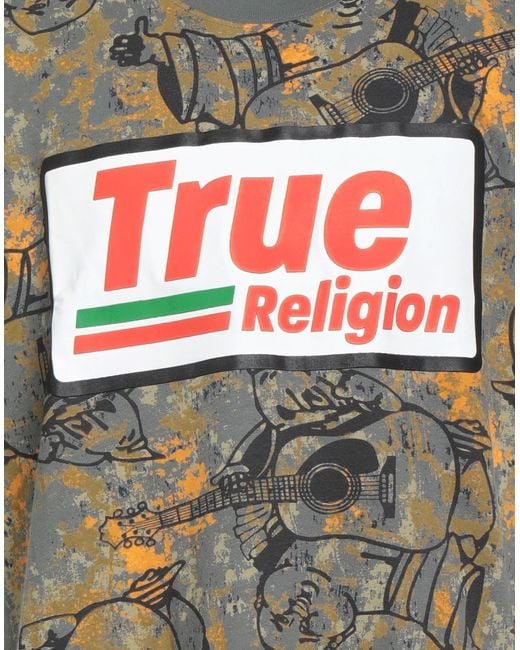 True Religion Gray Military T-Shirt Cotton for men