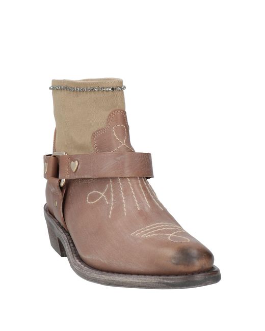 Twin Set Brown Dove Ankle Boots Leather, Textile Fibers
