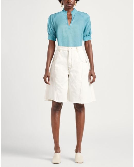Max Mara Blue Top Ramie, Polyamide, Elastane