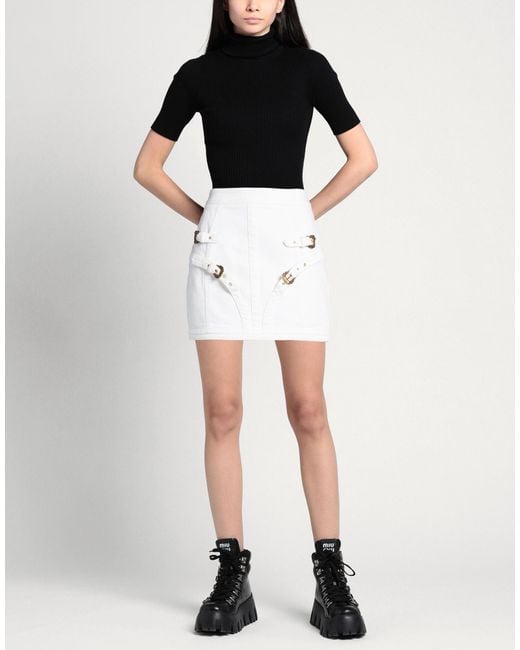 Versace Jeans Couture White Denim Skirt Cotton, Elastane