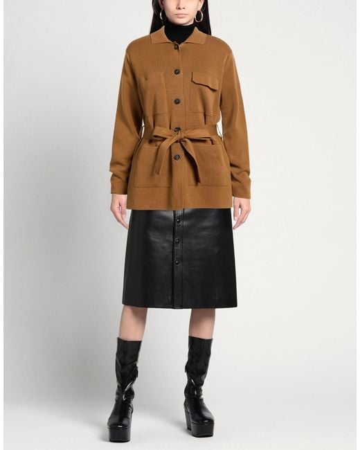 FILIPPO DE LAURENTIIS Brown Camel Cardigan Cotton
