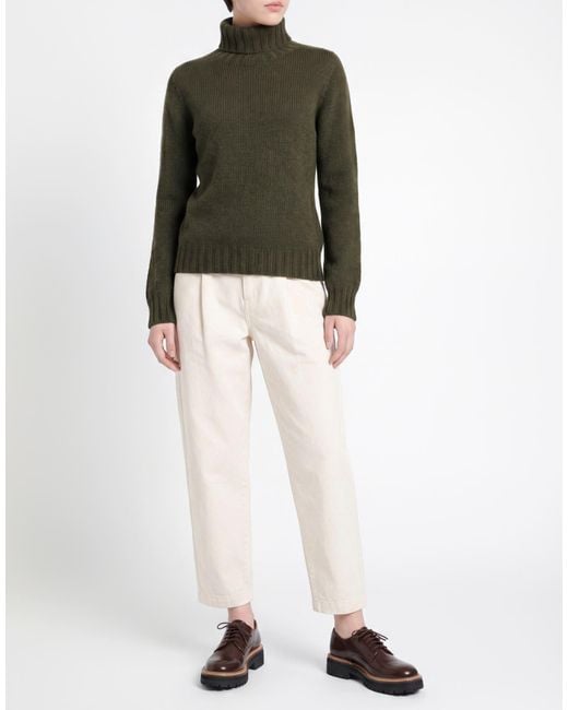 Aragona Green Military Turtleneck Cashmere