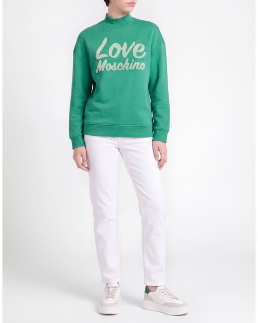 Love Moschino Green Sweatshirt Cotton, Polyester