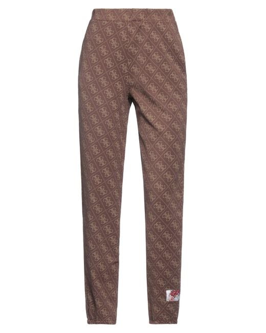 Guess Brown X Brandalised Pants Cotton, Polyester, Elastane