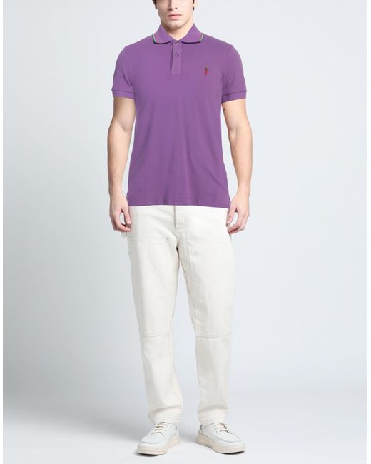 Cooperativa Pescatori Posillipo Purple Polo Shirt Cotton, Elastane for men