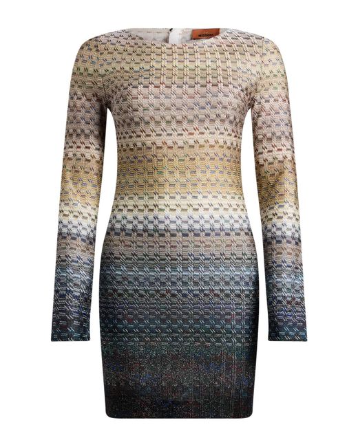 Missoni Gray Ivory Mini Dress Viscose, Metallic Fiber