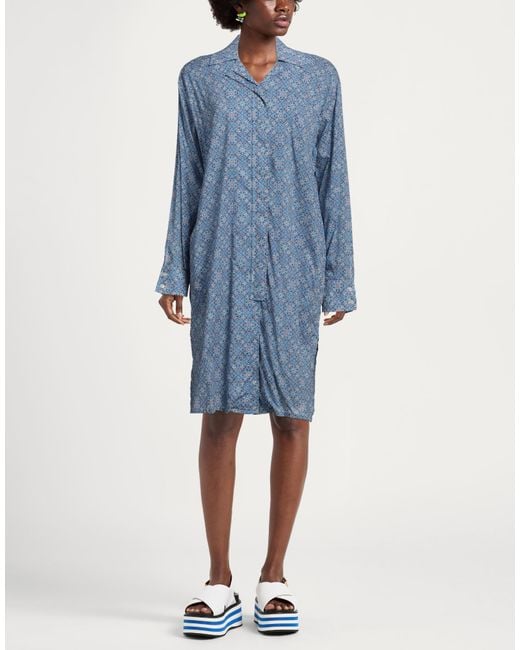 Fedeli Blue Midi Dress Cotton, Elastane