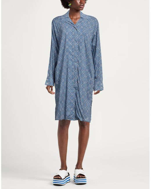 Fedeli Blue Midi Dress Cotton, Elastane