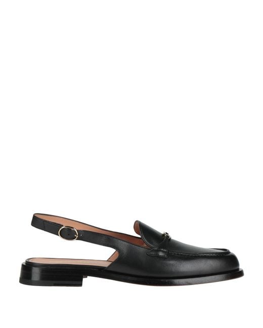 Santoni Black Ballet Flats Leather