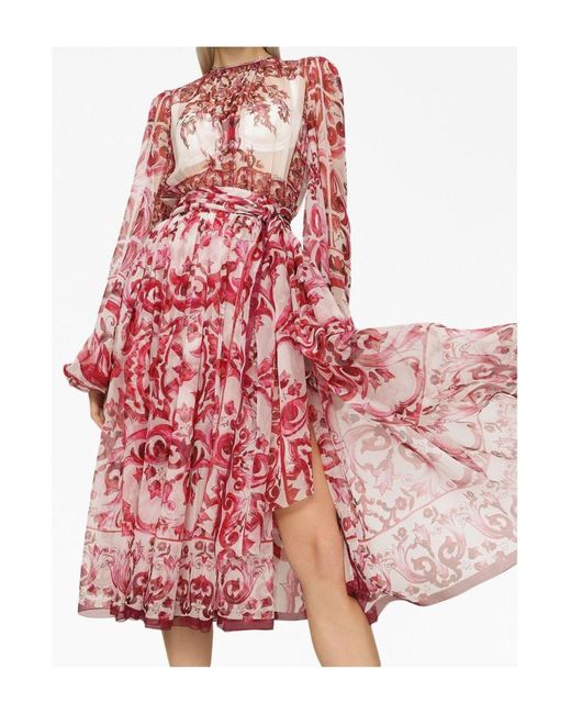 Dolce & Gabbana Red Midi-Kleid