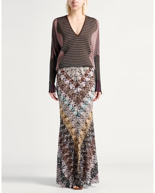 Missoni Brown Maxi Skirt Viscose, Metallic Fiber