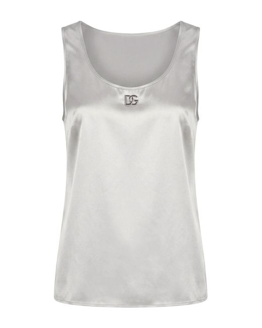 Dolce & Gabbana Gray Top Silk, Elastane