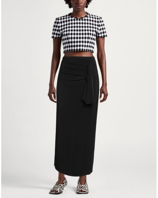 Haveone Black Midi Skirt Polyester, Elastane