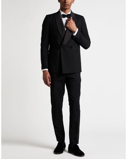 MULISH Black Suit Polyester, Wool, Elastane for men
