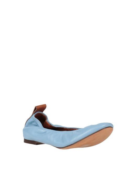 Lanvin Blue Light Ballet Flats Lambskin, Calfskin